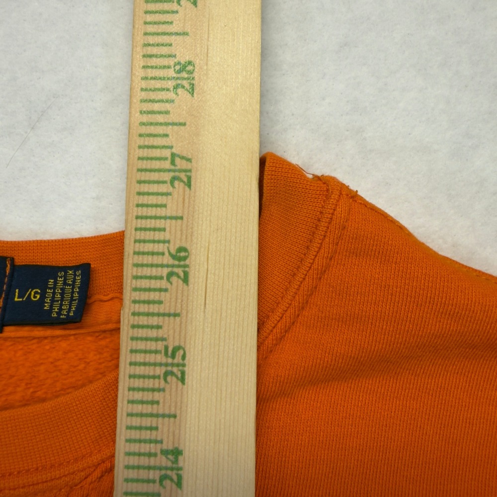 Polo Ralph Lauren Sweatshirt Mens L Orange Yellow Pony Fleece V Stitch - Picture 7 of 8